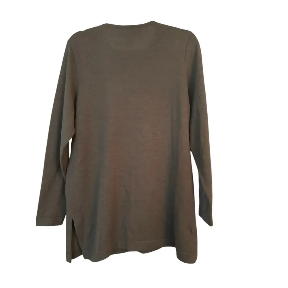 Peruvian Connection Baby Alpaca Wool Sweater L  Long Line Classic Simple FLAW